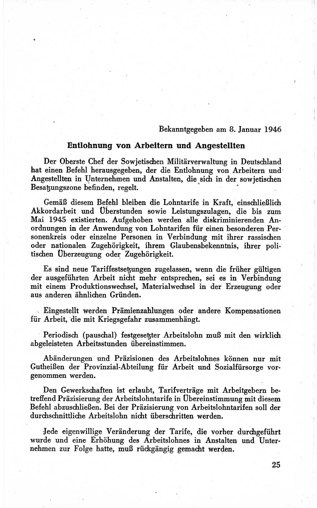 Befehle des Obersten Chefs der Sowjetischen Miltärverwaltung (SMV) in Deutschland - Aus dem Stab der Sowjetischen Militärverwaltung in Deutschland 1946 (Bef. SMV Dtl. 1946, S. 25)