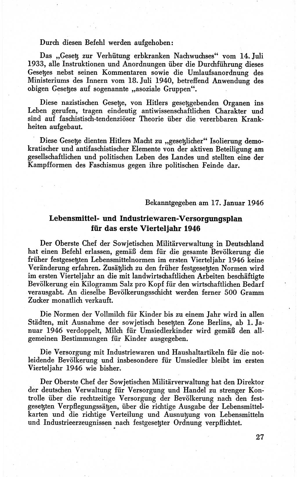 Befehle des Obersten Chefs der Sowjetischen Miltärverwaltung (SMV) in Deutschland - Aus dem Stab der Sowjetischen Militärverwaltung in Deutschland 1946 (Bef. SMV Dtl. 1946, S. 27)