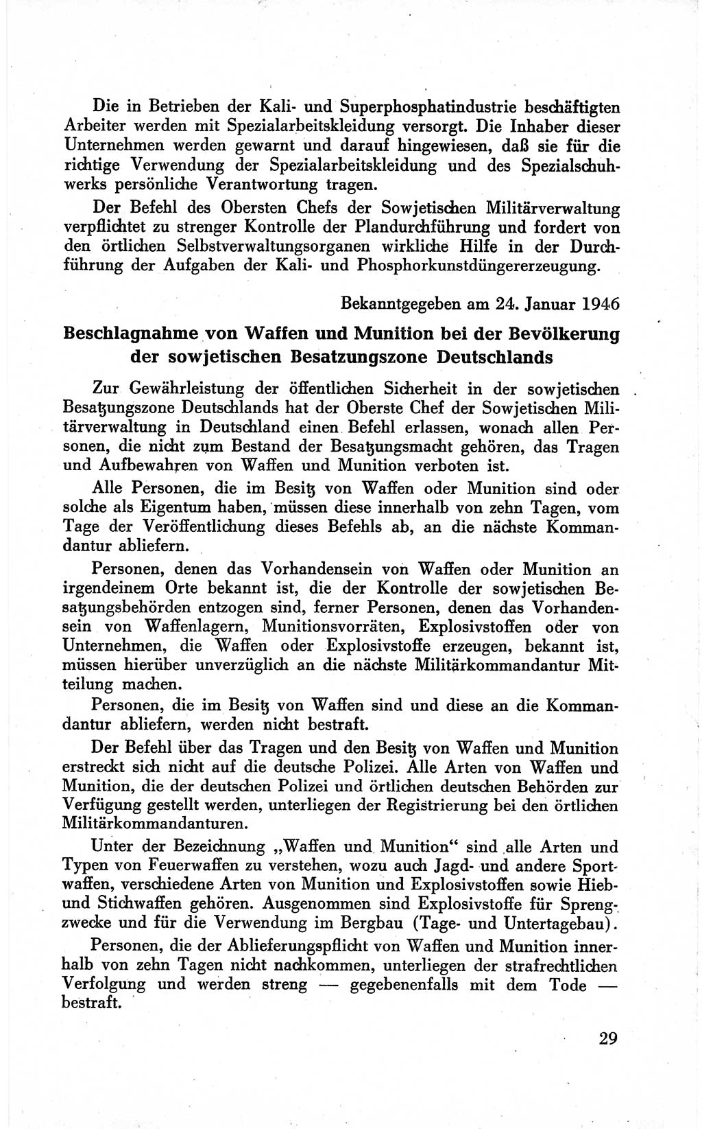 Befehle des Obersten Chefs der Sowjetischen Miltärverwaltung (SMV) in Deutschland - Aus dem Stab der Sowjetischen Militärverwaltung in Deutschland 1946 (Bef. SMV Dtl. 1946, S. 29)