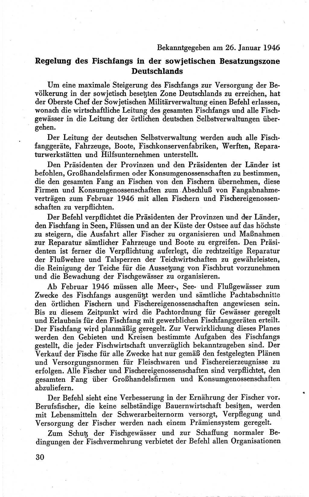 Befehle des Obersten Chefs der Sowjetischen Miltärverwaltung (SMV) in Deutschland - Aus dem Stab der Sowjetischen Militärverwaltung in Deutschland 1946 (Bef. SMV Dtl. 1946, S. 30)