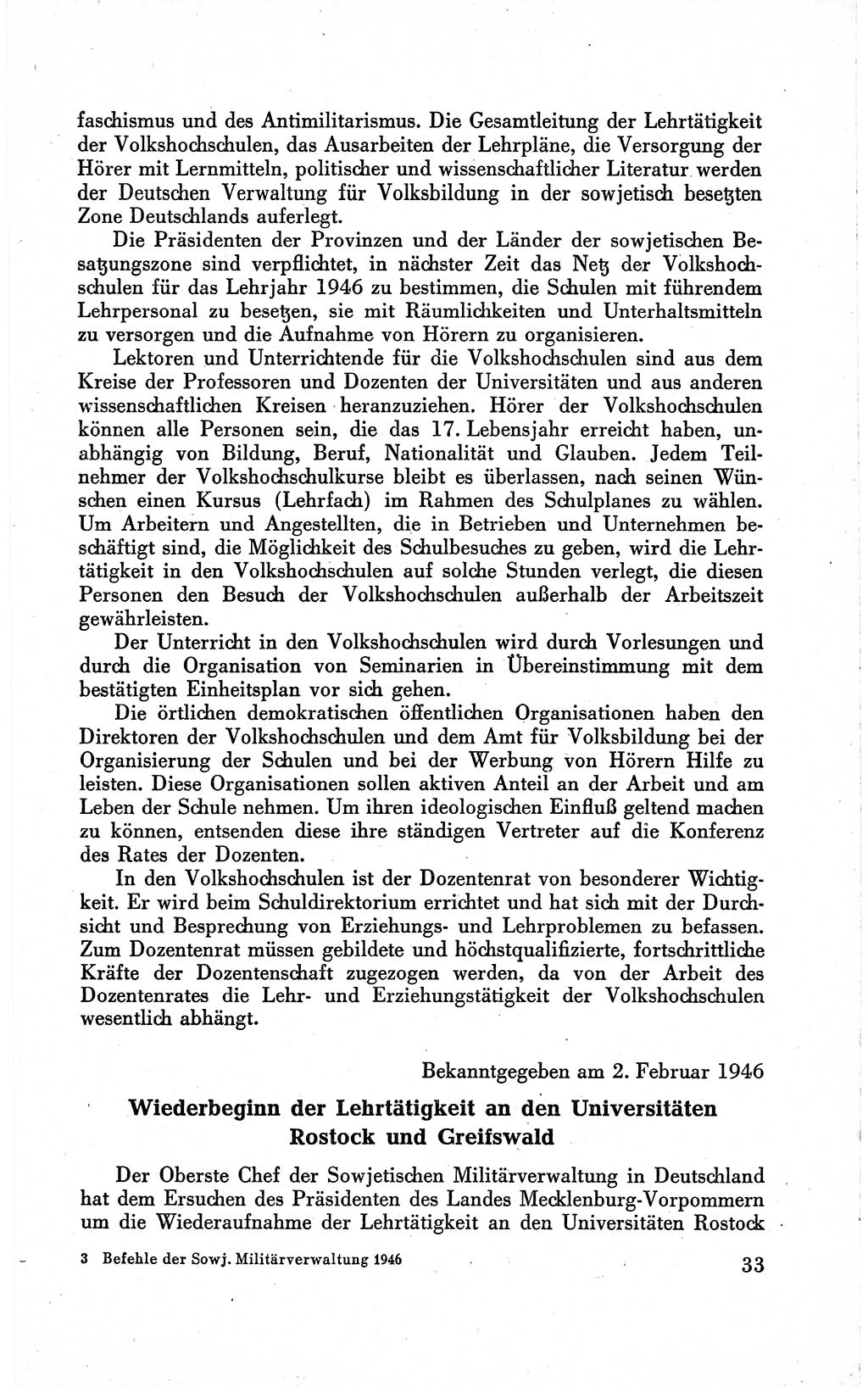 Befehle des Obersten Chefs der Sowjetischen Miltärverwaltung (SMV) in Deutschland - Aus dem Stab der Sowjetischen Militärverwaltung in Deutschland 1946 (Bef. SMV Dtl. 1946, S. 33)