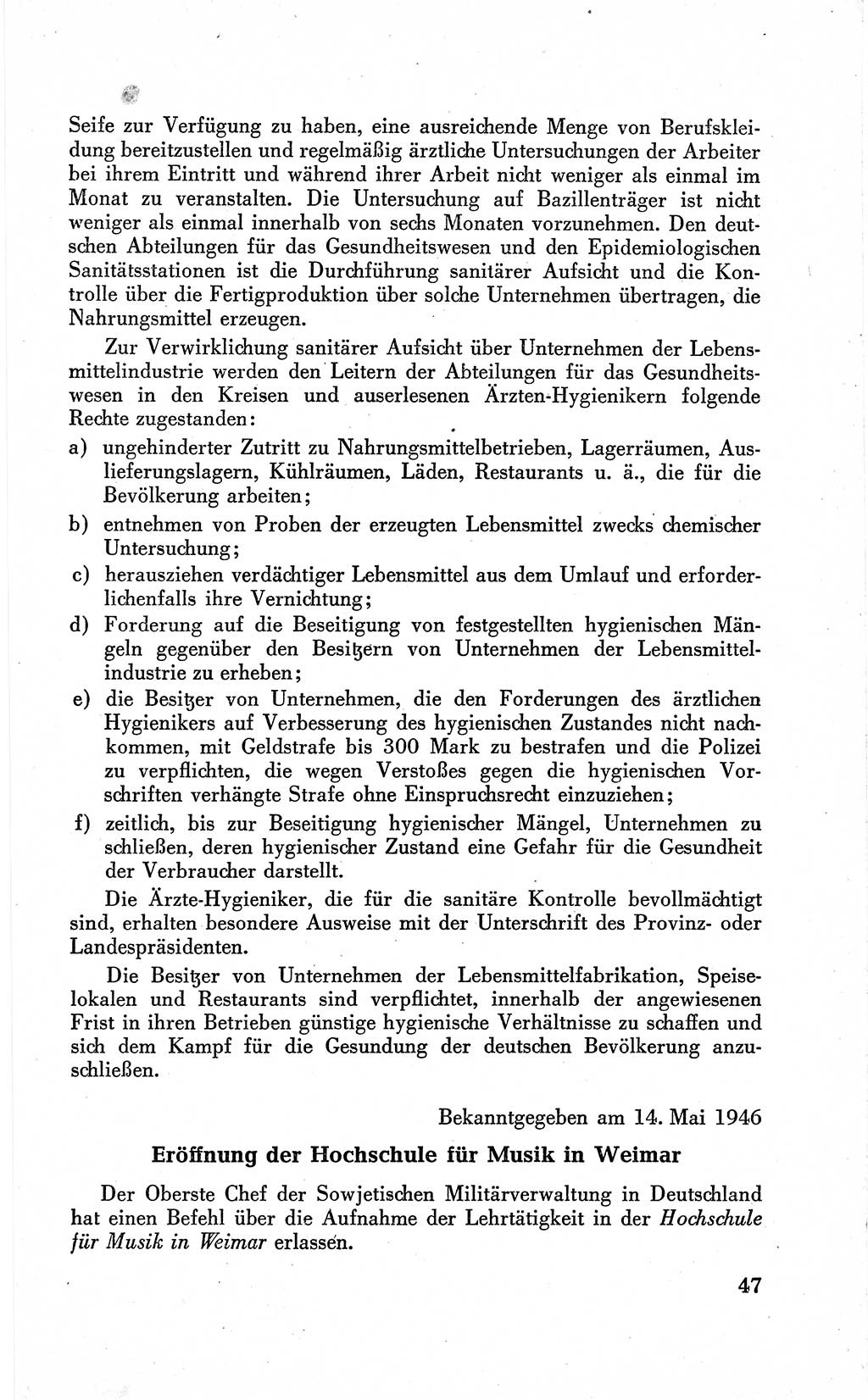 Befehle des Obersten Chefs der Sowjetischen Miltärverwaltung (SMV) in Deutschland - Aus dem Stab der Sowjetischen Militärverwaltung in Deutschland 1946 (Bef. SMV Dtl. 1946, S. 47)
