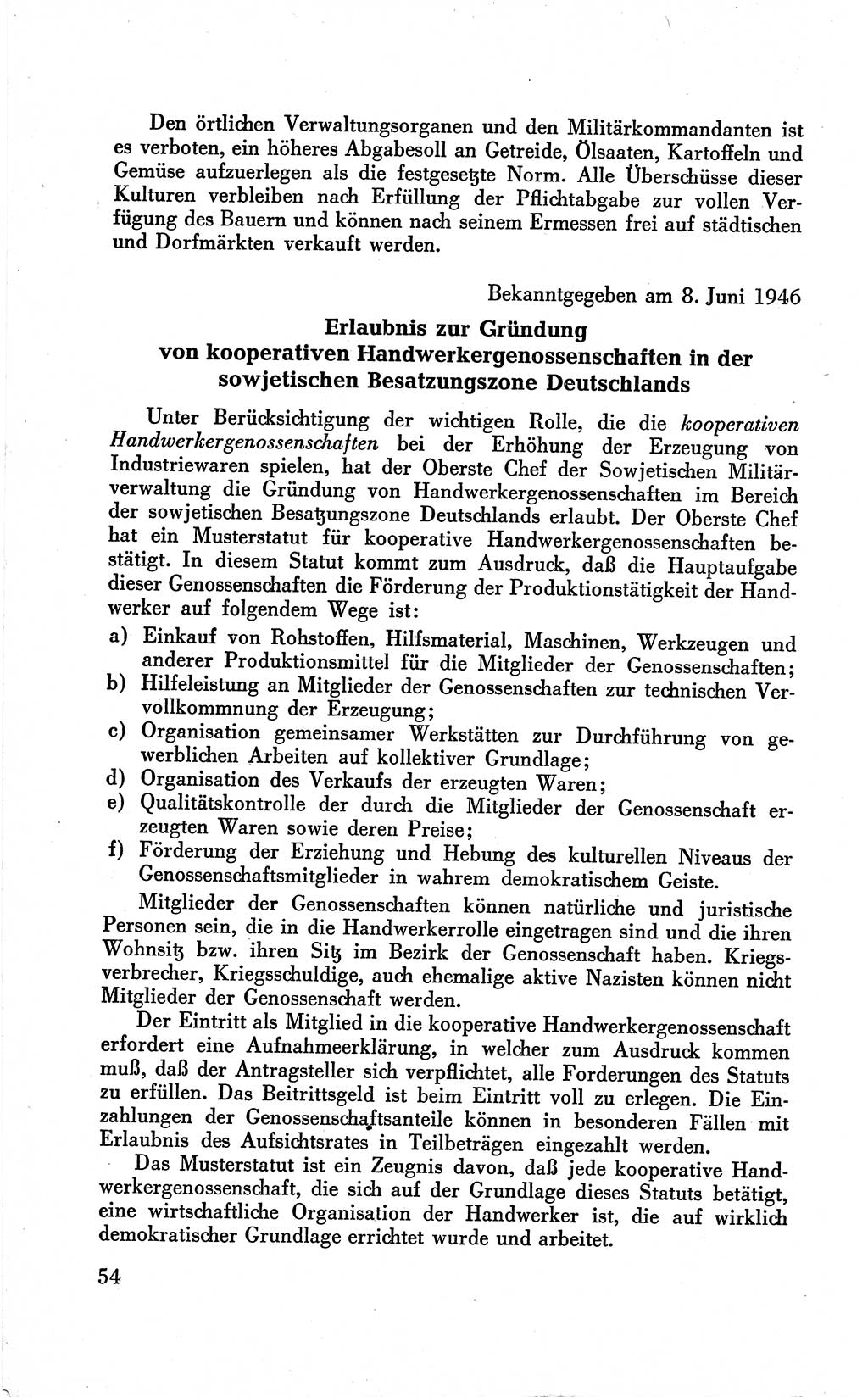 Befehle des Obersten Chefs der Sowjetischen Miltärverwaltung (SMV) in Deutschland - Aus dem Stab der Sowjetischen Militärverwaltung in Deutschland 1946 (Bef. SMV Dtl. 1946, S. 54)