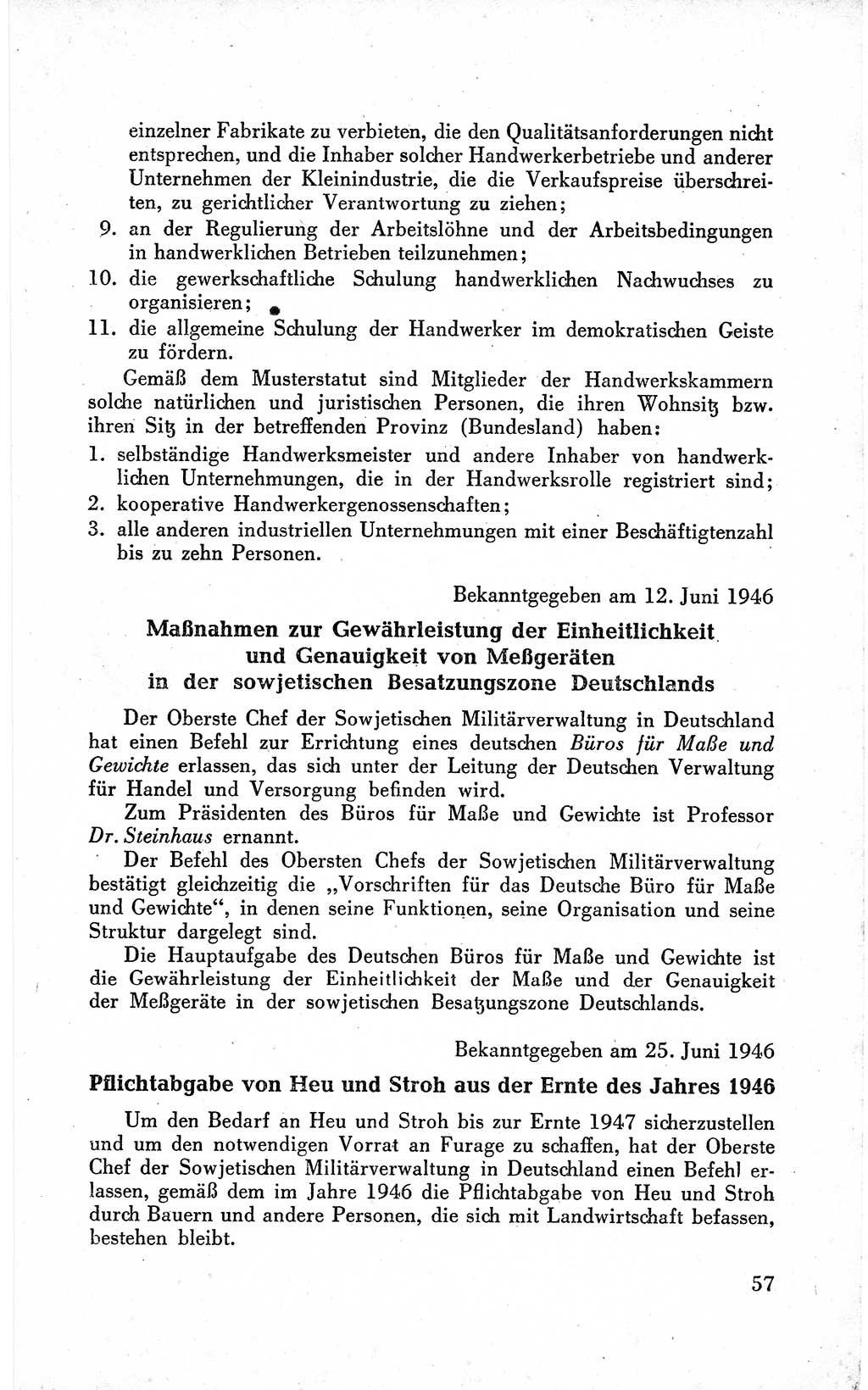 Befehle des Obersten Chefs der Sowjetischen Miltärverwaltung (SMV) in Deutschland - Aus dem Stab der Sowjetischen Militärverwaltung in Deutschland 1946 (Bef. SMV Dtl. 1946, S. 57)