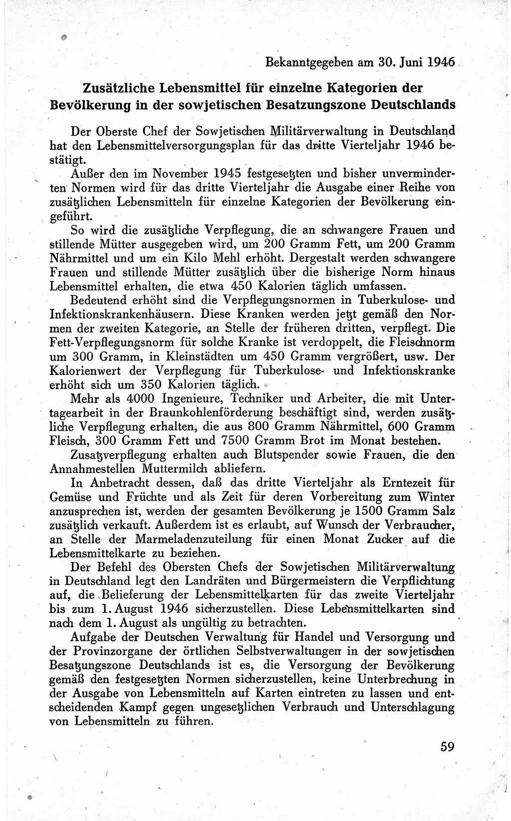 Befehle des Obersten Chefs der Sowjetischen Miltärverwaltung (SMV) in Deutschland - Aus dem Stab der Sowjetischen Militärverwaltung in Deutschland 1946 (Bef. SMV Dtl. 1946, S. 59)