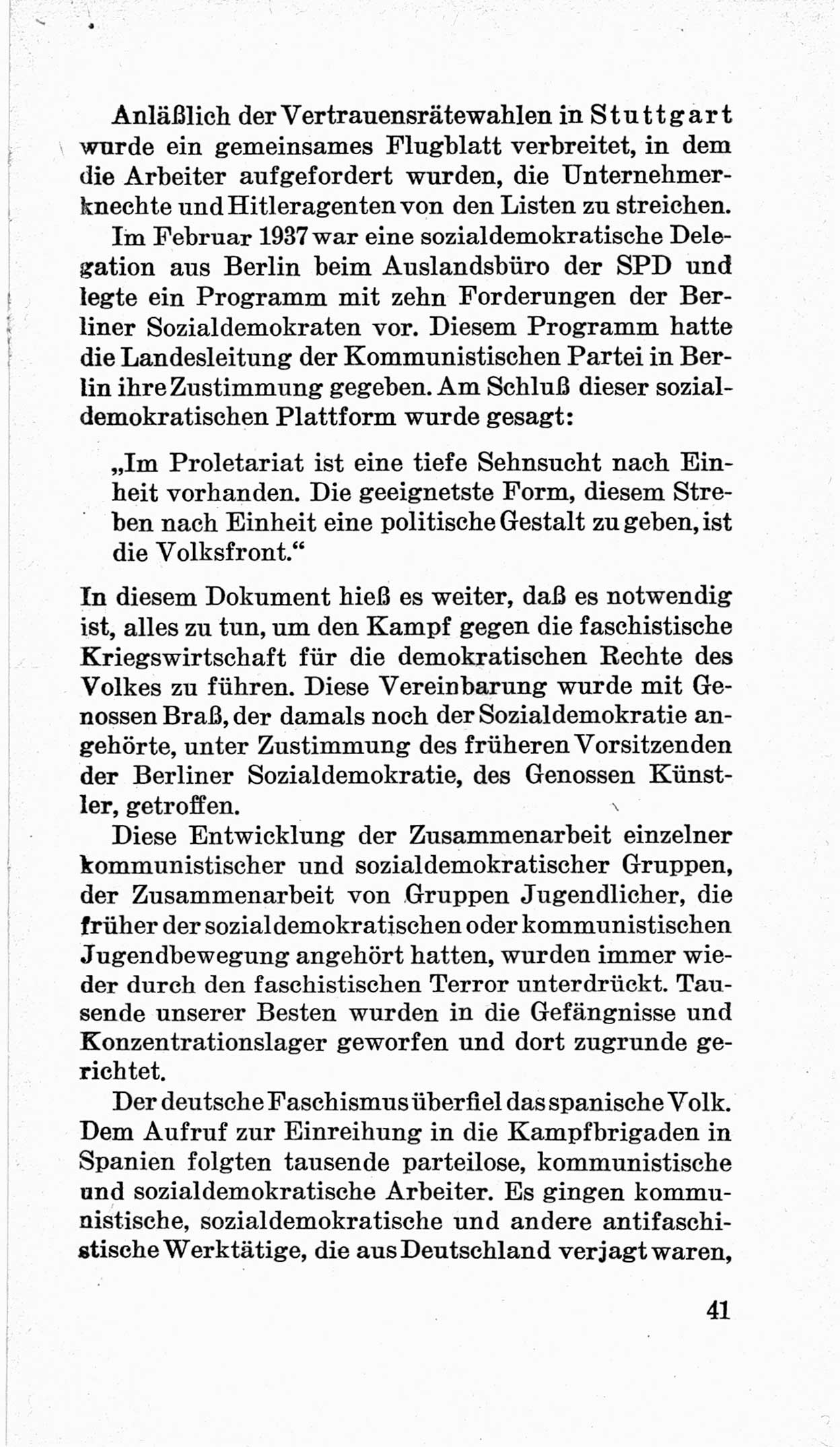 Bericht über die Verhandlungen des 15. Parteitages der Kommunistischen Partei Deutschlands (KPD) [Sowjetische Besatzungszone (SBZ) Deutschlands] am 19. und 20. April 1946 in Berlin, Seite 41 (Ber. Verh. 15. PT KPD SBZ Dtl. 1946, S. 41)