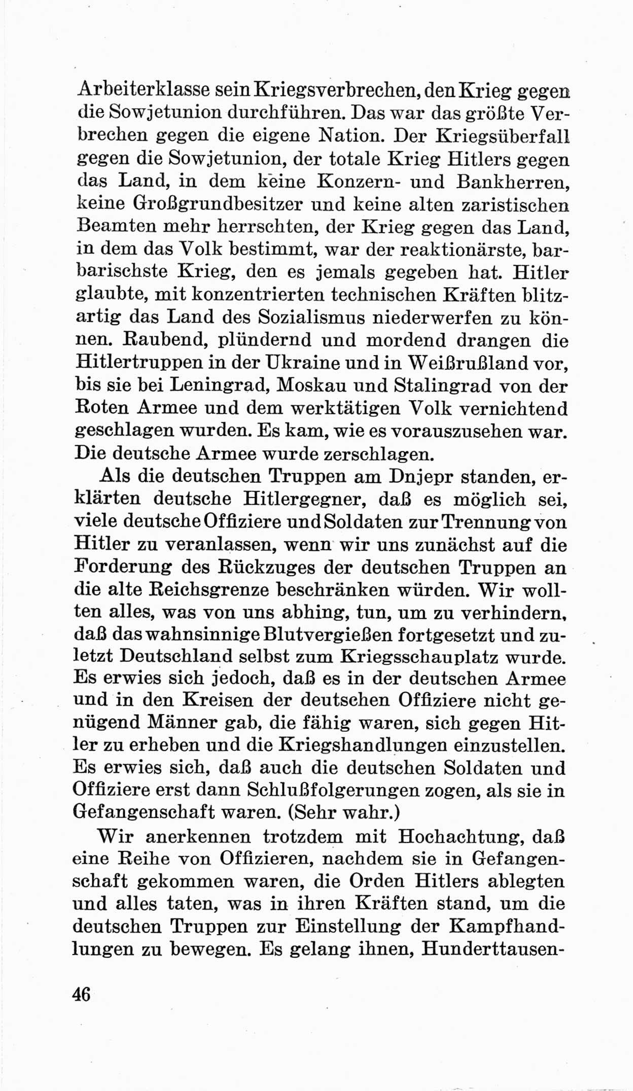 Bericht über die Verhandlungen des 15. Parteitages der Kommunistischen Partei Deutschlands (KPD) [Sowjetische Besatzungszone (SBZ) Deutschlands] am 19. und 20. April 1946 in Berlin, Seite 46 (Ber. Verh. 15. PT KPD SBZ Dtl. 1946, S. 46)