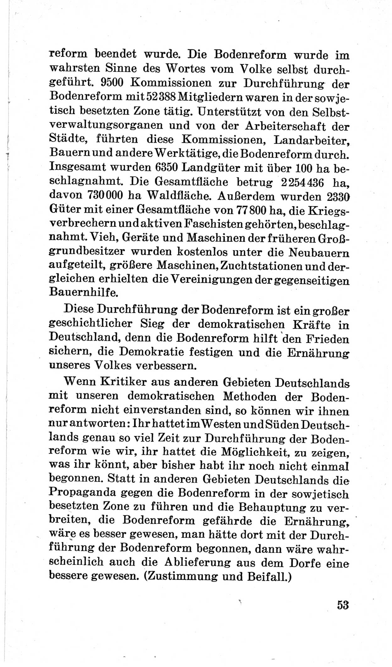 Bericht über die Verhandlungen des 15. Parteitages der Kommunistischen Partei Deutschlands (KPD) [Sowjetische Besatzungszone (SBZ) Deutschlands] am 19. und 20. April 1946 in Berlin, Seite 53 (Ber. Verh. 15. PT KPD SBZ Dtl. 1946, S. 53)