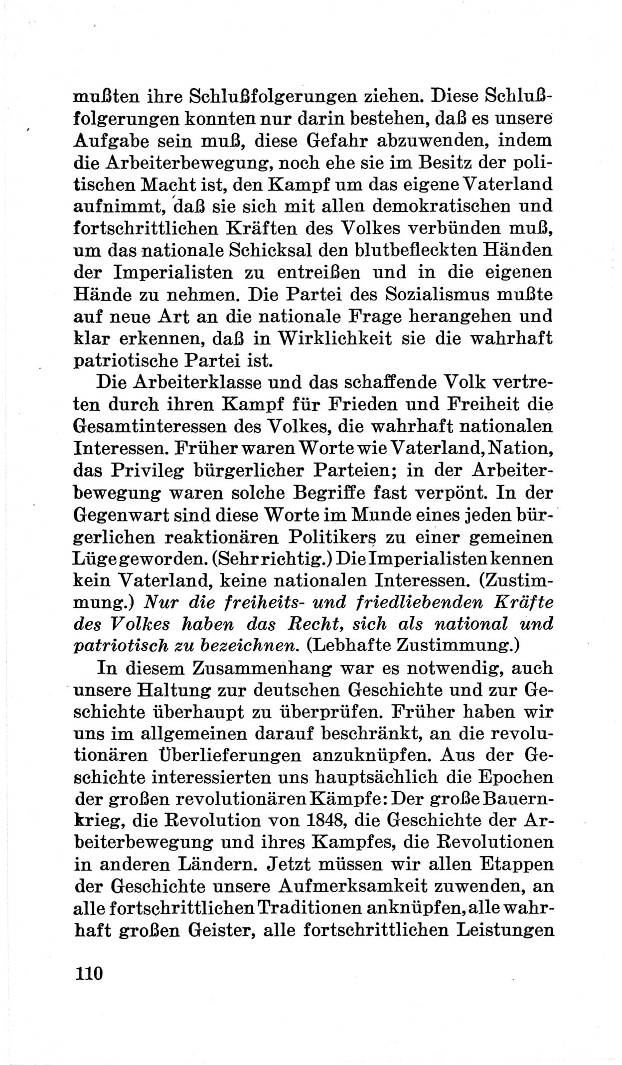 Bericht über die Verhandlungen des 15. Parteitages der Kommunistischen Partei Deutschlands (KPD) [Sowjetische Besatzungszone (SBZ) Deutschlands] am 19. und 20. April 1946 in Berlin, Seite 110 (Ber. Verh. 15. PT KPD SBZ Dtl. 1946, S. 110)