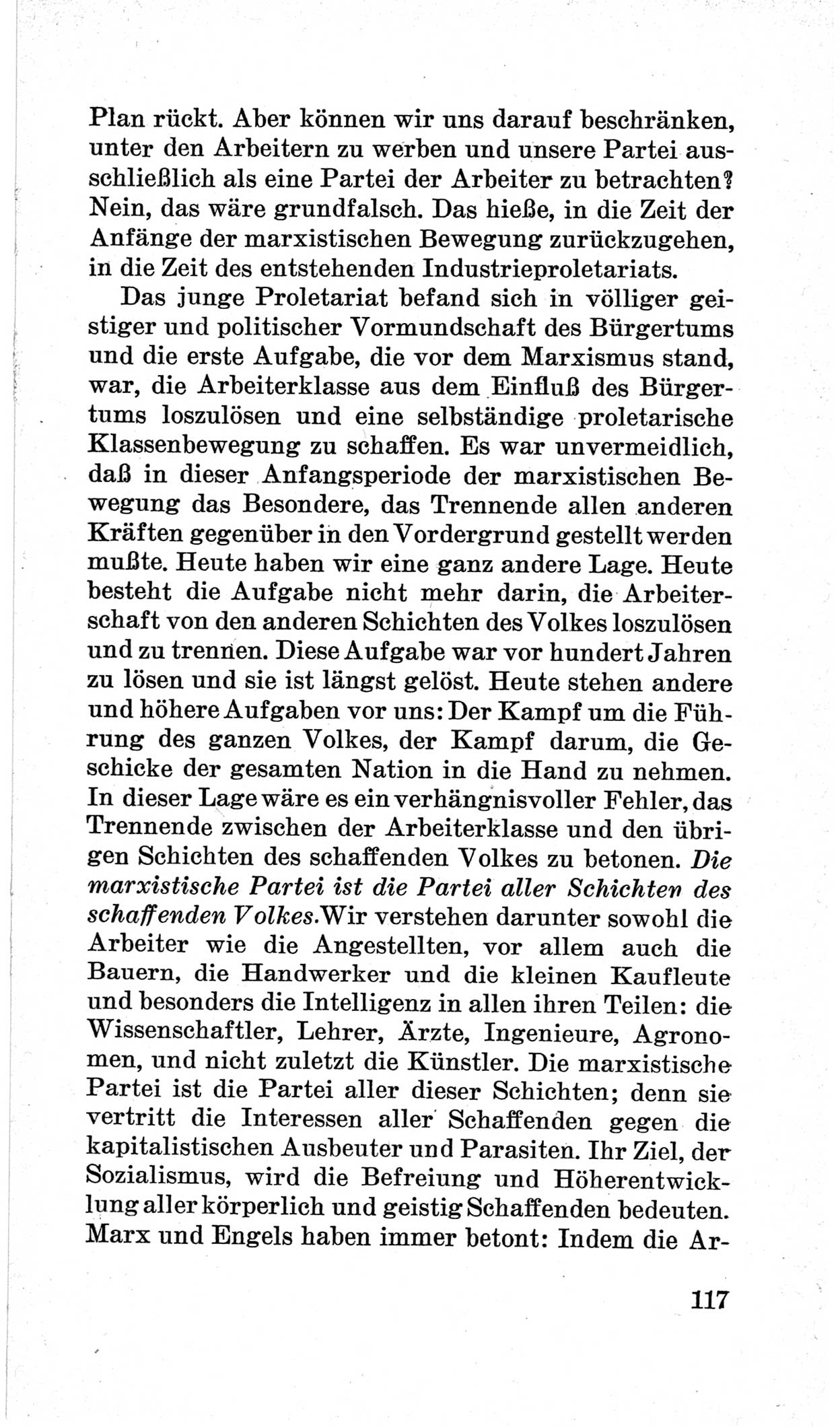 Bericht über die Verhandlungen des 15. Parteitages der Kommunistischen Partei Deutschlands (KPD) [Sowjetische Besatzungszone (SBZ) Deutschlands] am 19. und 20. April 1946 in Berlin, Seite 117 (Ber. Verh. 15. PT KPD SBZ Dtl. 1946, S. 117)