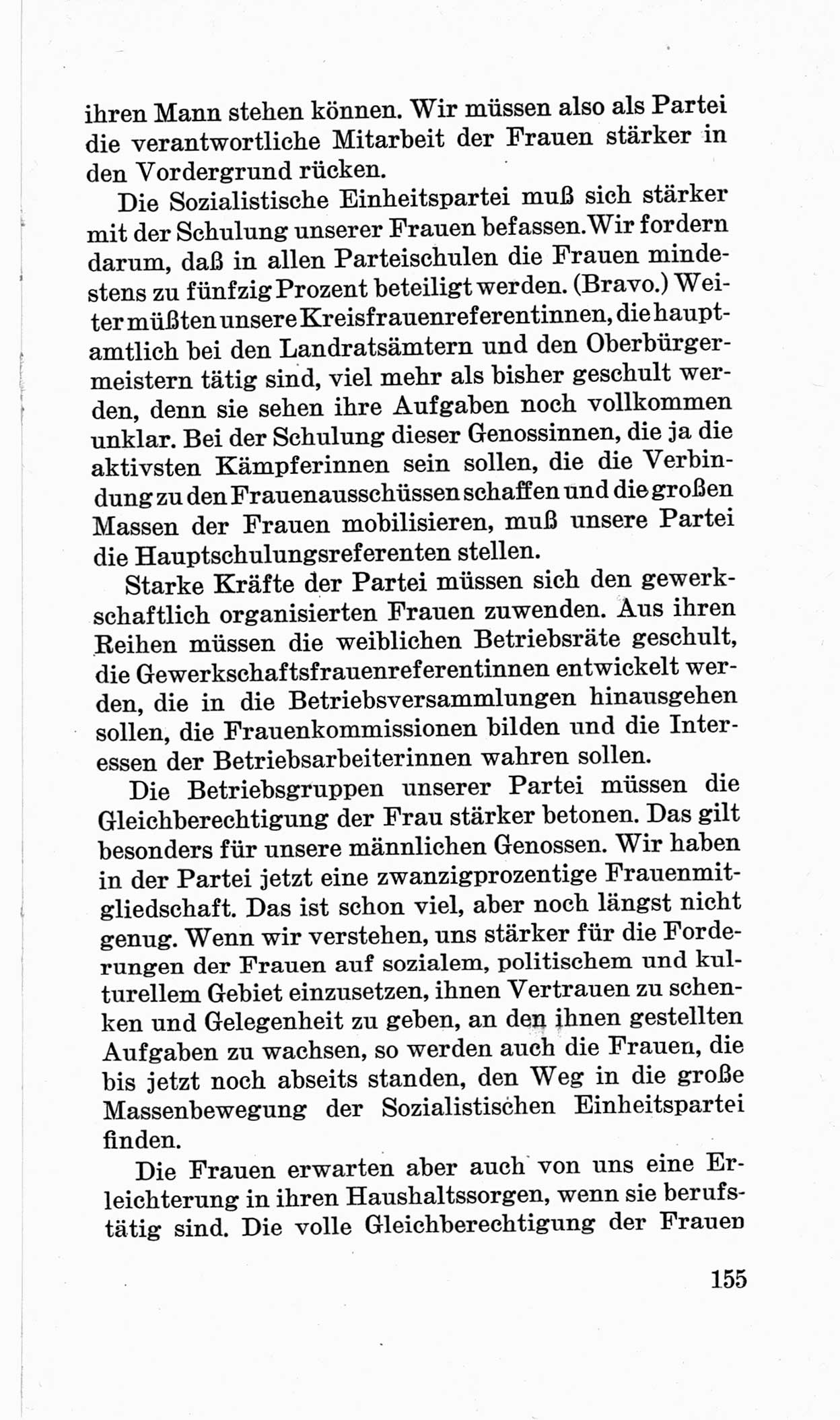 Bericht über die Verhandlungen des 15. Parteitages der Kommunistischen Partei Deutschlands (KPD) [Sowjetische Besatzungszone (SBZ) Deutschlands] am 19. und 20. April 1946 in Berlin, Seite 155 (Ber. Verh. 15. PT KPD SBZ Dtl. 1946, S. 155)