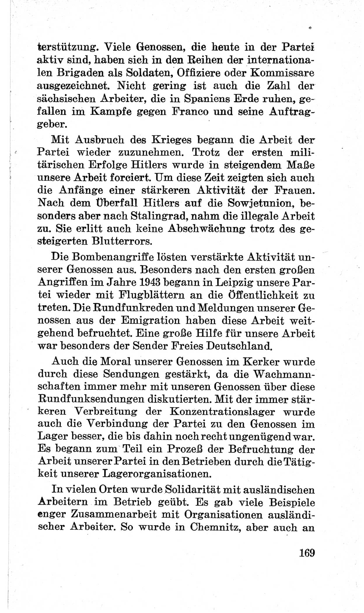 Bericht über die Verhandlungen des 15. Parteitages der Kommunistischen Partei Deutschlands (KPD) [Sowjetische Besatzungszone (SBZ) Deutschlands] am 19. und 20. April 1946 in Berlin, Seite 169 (Ber. Verh. 15. PT KPD SBZ Dtl. 1946, S. 169)