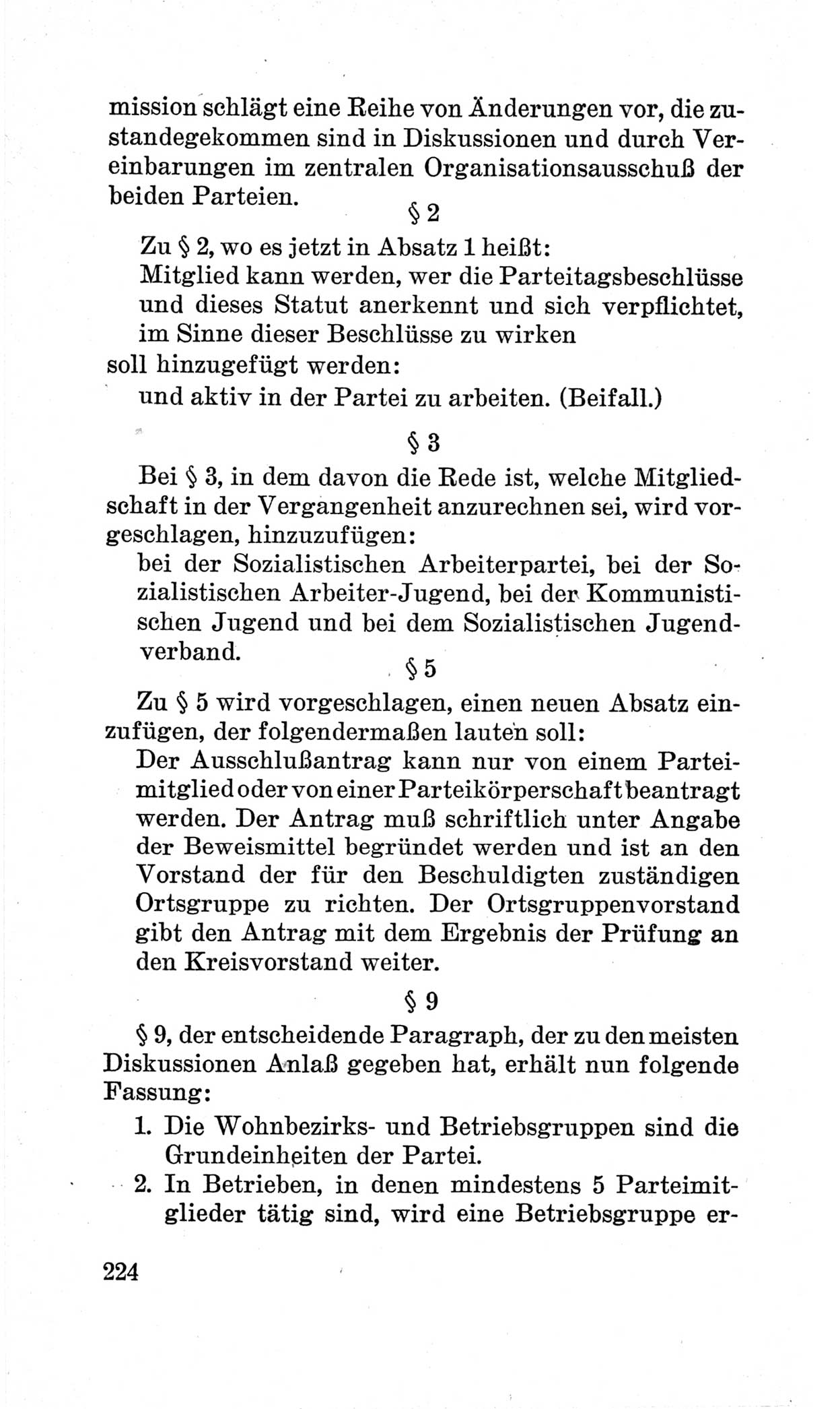 Bericht über die Verhandlungen des 15. Parteitages der Kommunistischen Partei Deutschlands (KPD) [Sowjetische Besatzungszone (SBZ) Deutschlands] am 19. und 20. April 1946 in Berlin, Seite 224 (Ber. Verh. 15. PT KPD SBZ Dtl. 1946, S. 224)