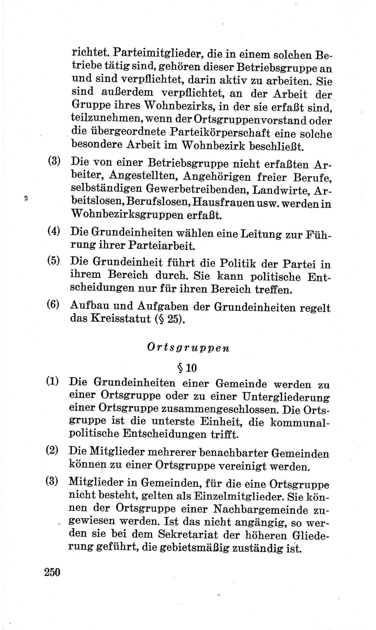 Bericht über die Verhandlungen des 15. Parteitages der Kommunistischen Partei Deutschlands (KPD) [Sowjetische Besatzungszone (SBZ) Deutschlands] am 19. und 20. April 1946 in Berlin, Seite 250 (Ber. Verh. 15. PT KPD SBZ Dtl. 1946, S. 250)