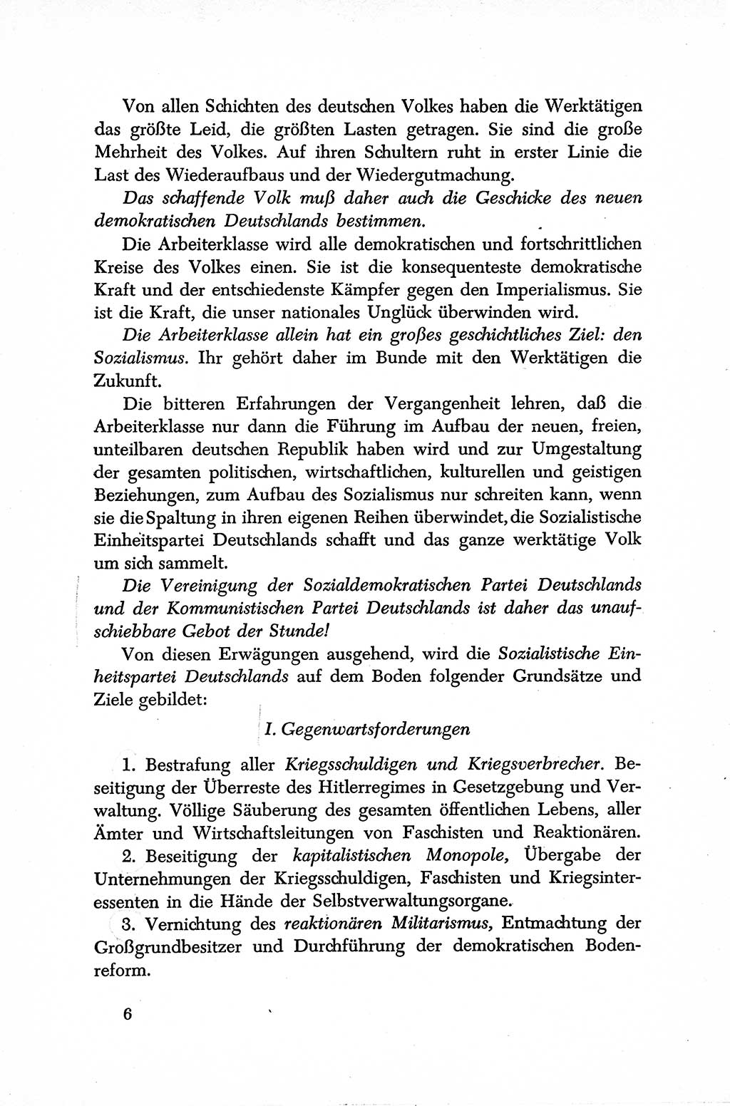 Dokumente der Sozialistischen Einheitspartei Deutschlands (SED) [Sowjetische Besatzungszone (SBZ) Deutschlands] 1946-1948, Seite 6 (Dok. SED SBZ Dtl. 1946-1948, S. 6)