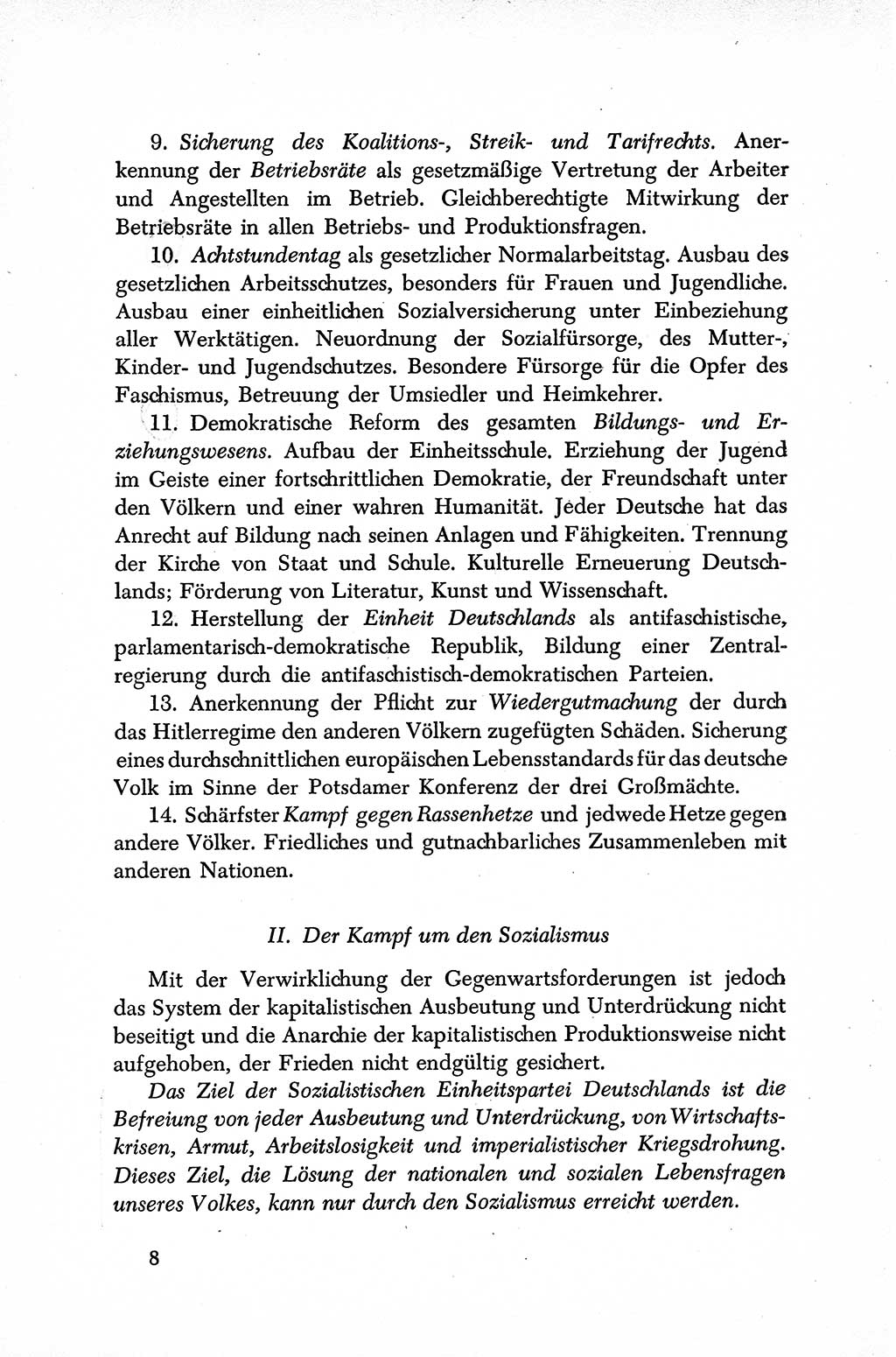 Dokumente der Sozialistischen Einheitspartei Deutschlands (SED) [Sowjetische Besatzungszone (SBZ) Deutschlands] 1946-1948, Seite 8 (Dok. SED SBZ Dtl. 1946-1948, S. 8)