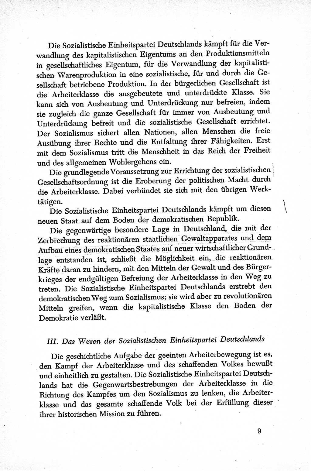 Dokumente der Sozialistischen Einheitspartei Deutschlands (SED) [Sowjetische Besatzungszone (SBZ) Deutschlands] 1946-1948, Seite 9 (Dok. SED SBZ Dtl. 1946-1948, S. 9)