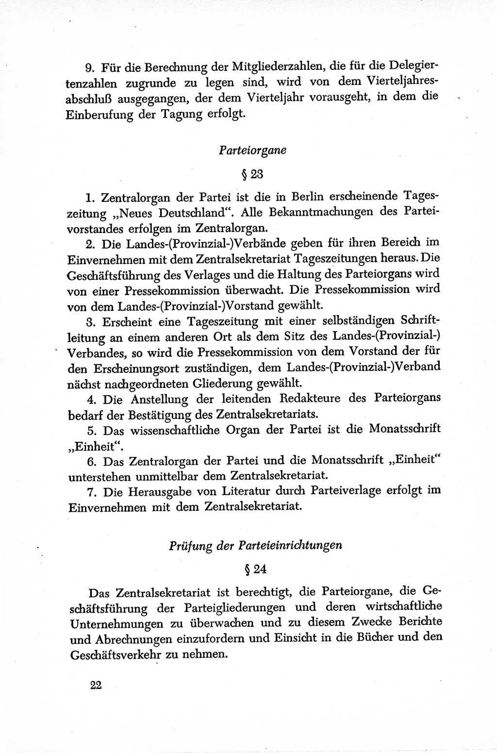 Dokumente der Sozialistischen Einheitspartei Deutschlands (SED) [Sowjetische Besatzungszone (SBZ) Deutschlands] 1946-1948, Seite 22 (Dok. SED SBZ Dtl. 1946-1948, S. 22)
