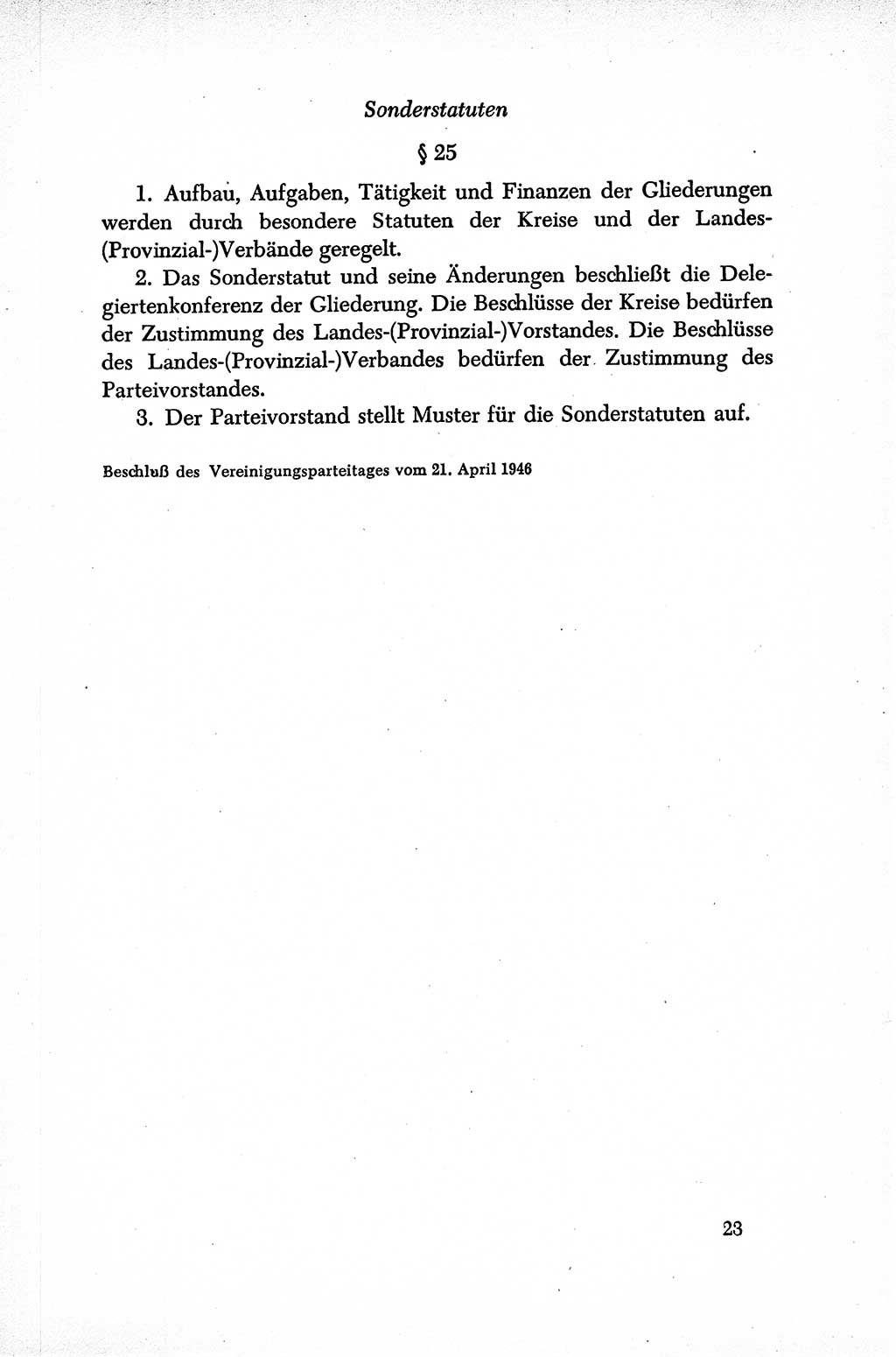 Dokumente der Sozialistischen Einheitspartei Deutschlands (SED) [Sowjetische Besatzungszone (SBZ) Deutschlands] 1946-1948, Seite 23 (Dok. SED SBZ Dtl. 1946-1948, S. 23)