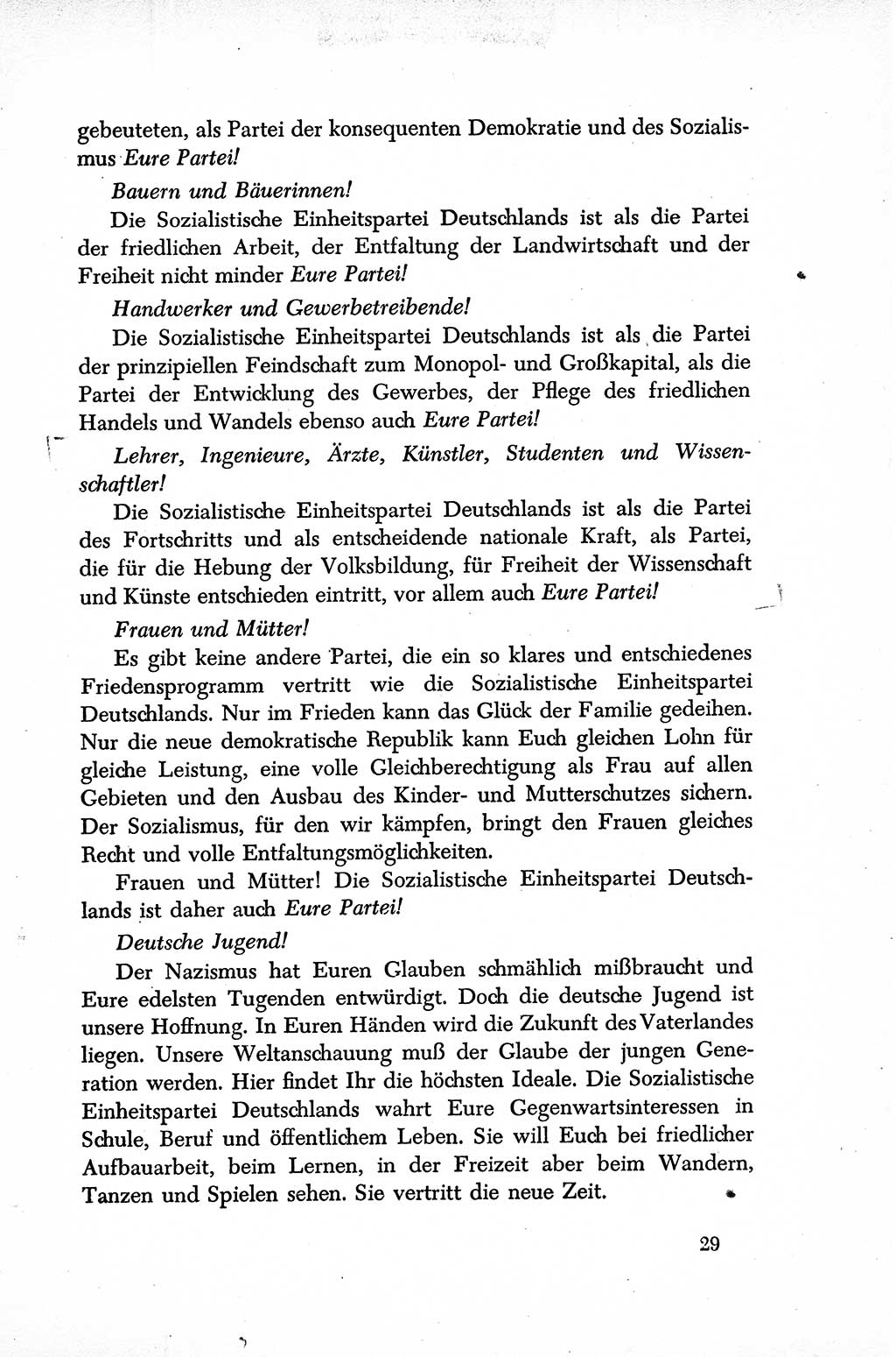 Dokumente der Sozialistischen Einheitspartei Deutschlands (SED) [Sowjetische Besatzungszone (SBZ) Deutschlands] 1946-1948, Seite 29 (Dok. SED SBZ Dtl. 1946-1948, S. 29)