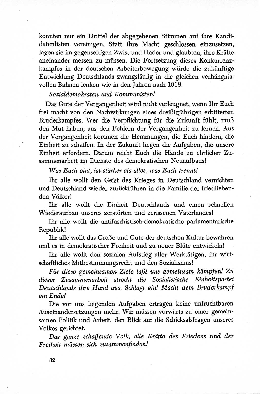 Dokumente der Sozialistischen Einheitspartei Deutschlands (SED) [Sowjetische Besatzungszone (SBZ) Deutschlands] 1946-1948, Seite 32 (Dok. SED SBZ Dtl. 1946-1948, S. 32)