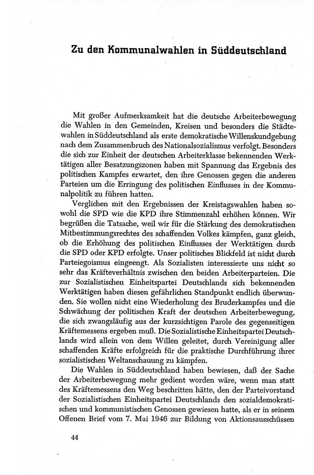 Dokumente der Sozialistischen Einheitspartei Deutschlands (SED) [Sowjetische Besatzungszone (SBZ) Deutschlands] 1946-1948, Seite 44 (Dok. SED SBZ Dtl. 1946-1948, S. 44)