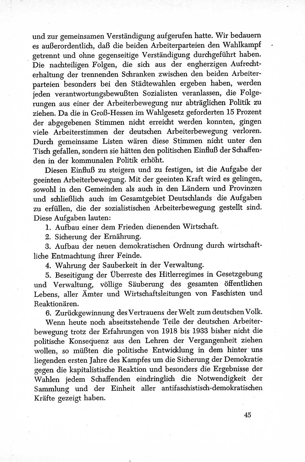 Dokumente der Sozialistischen Einheitspartei Deutschlands (SED) [Sowjetische Besatzungszone (SBZ) Deutschlands] 1946-1948, Seite 45 (Dok. SED SBZ Dtl. 1946-1948, S. 45)