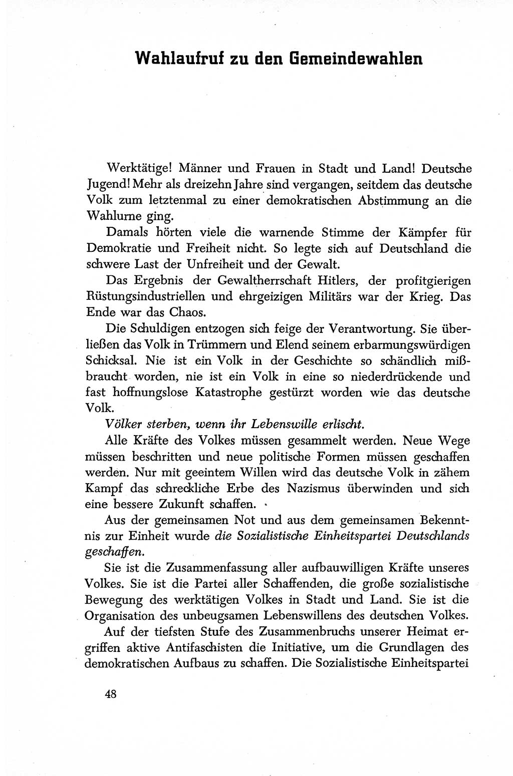 Dokumente der Sozialistischen Einheitspartei Deutschlands (SED) [Sowjetische Besatzungszone (SBZ) Deutschlands] 1946-1948, Seite 48 (Dok. SED SBZ Dtl. 1946-1948, S. 48)