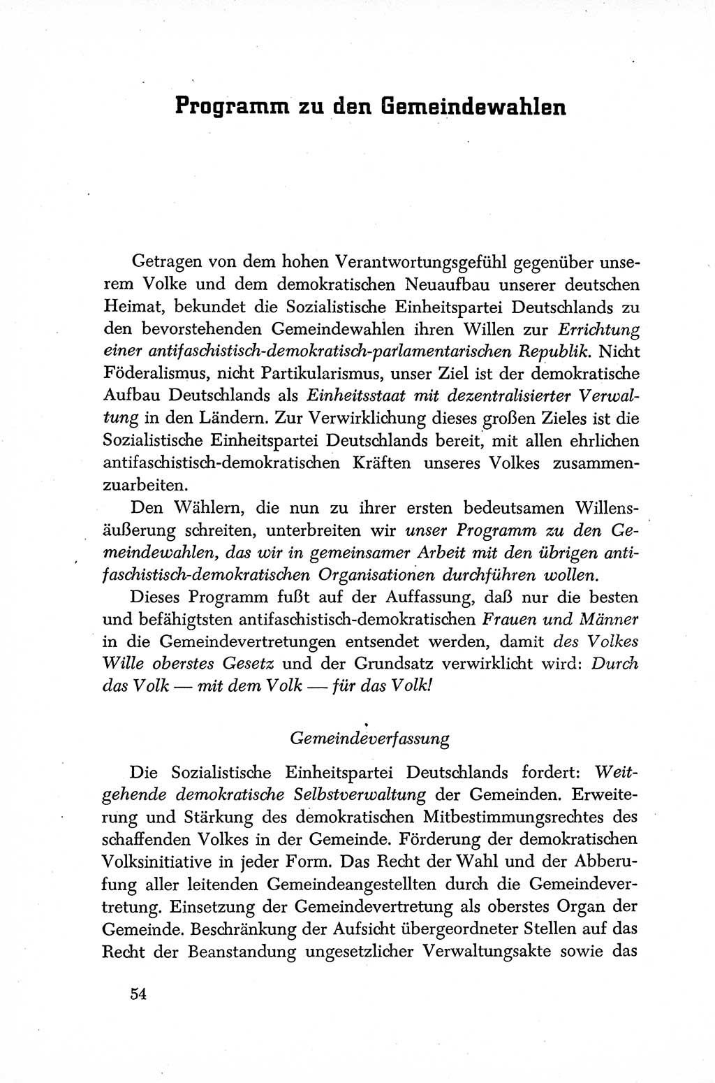Dokumente der Sozialistischen Einheitspartei Deutschlands (SED) [Sowjetische Besatzungszone (SBZ) Deutschlands] 1946-1948, Seite 54 (Dok. SED SBZ Dtl. 1946-1948, S. 54)