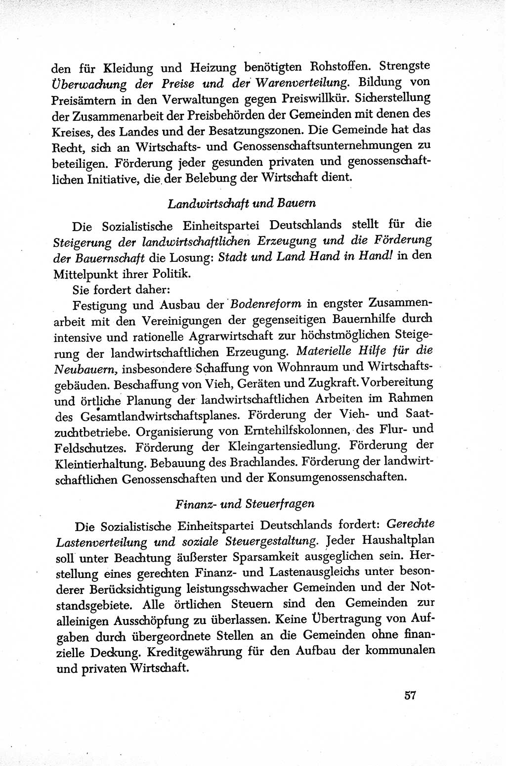 Dokumente der Sozialistischen Einheitspartei Deutschlands (SED) [Sowjetische Besatzungszone (SBZ) Deutschlands] 1946-1948, Seite 57 (Dok. SED SBZ Dtl. 1946-1948, S. 57)