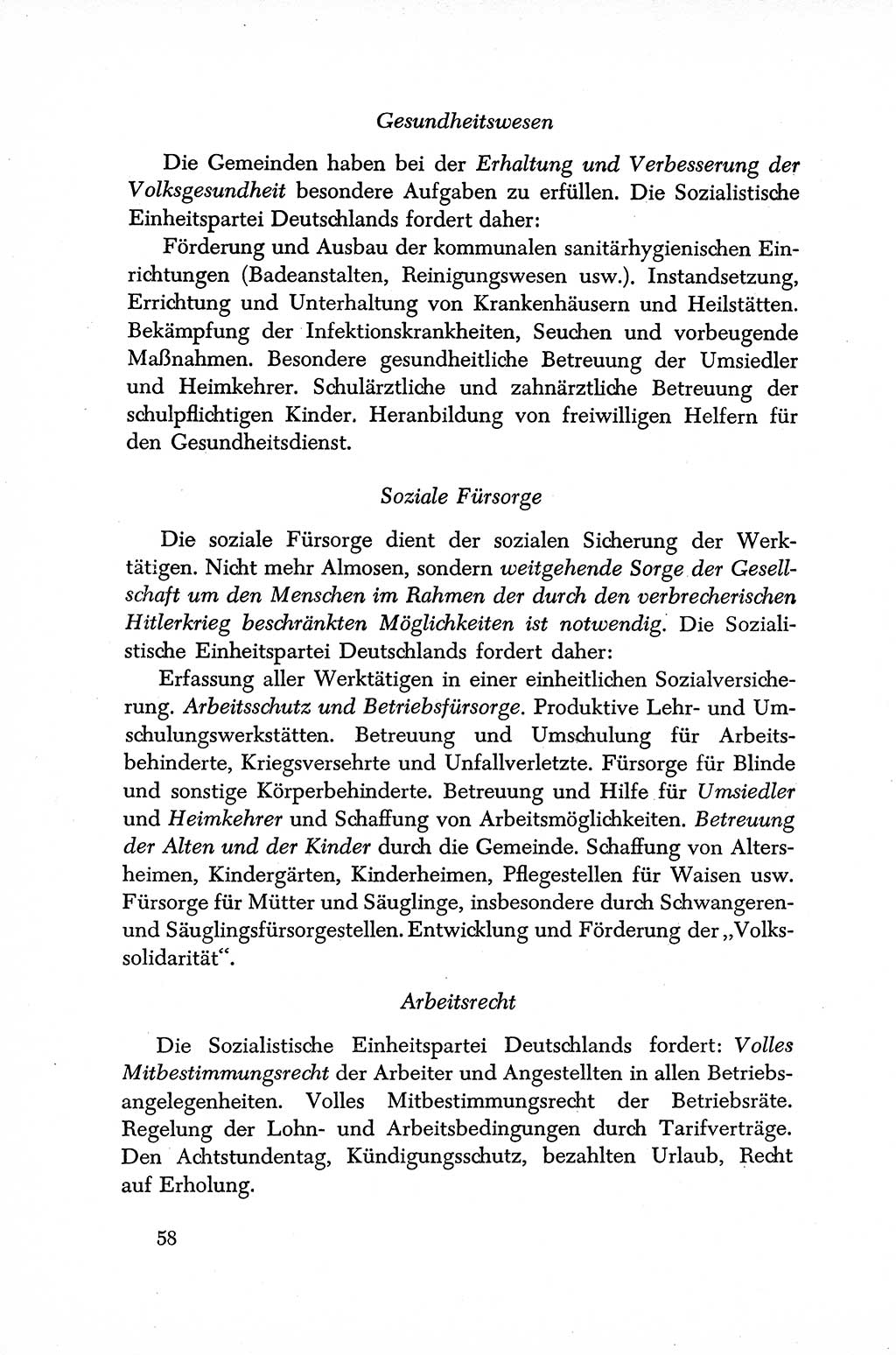 Dokumente der Sozialistischen Einheitspartei Deutschlands (SED) [Sowjetische Besatzungszone (SBZ) Deutschlands] 1946-1948, Seite 58 (Dok. SED SBZ Dtl. 1946-1948, S. 58)