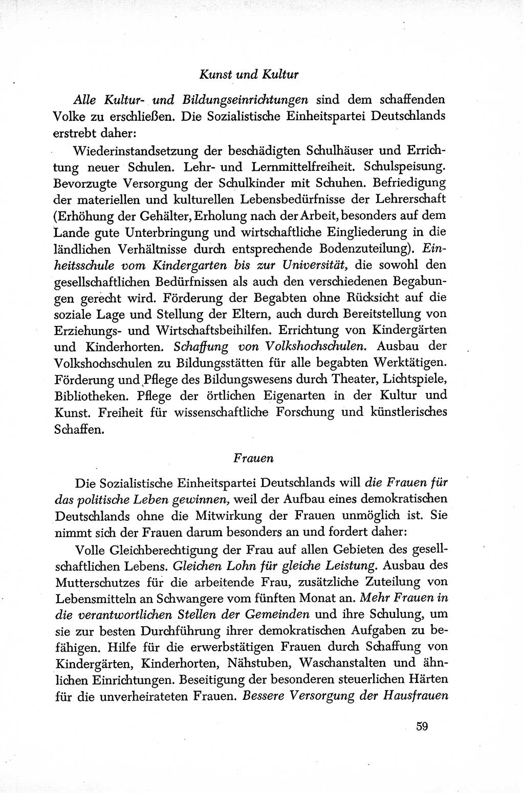 Dokumente der Sozialistischen Einheitspartei Deutschlands (SED) [Sowjetische Besatzungszone (SBZ) Deutschlands] 1946-1948, Seite 59 (Dok. SED SBZ Dtl. 1946-1948, S. 59)
