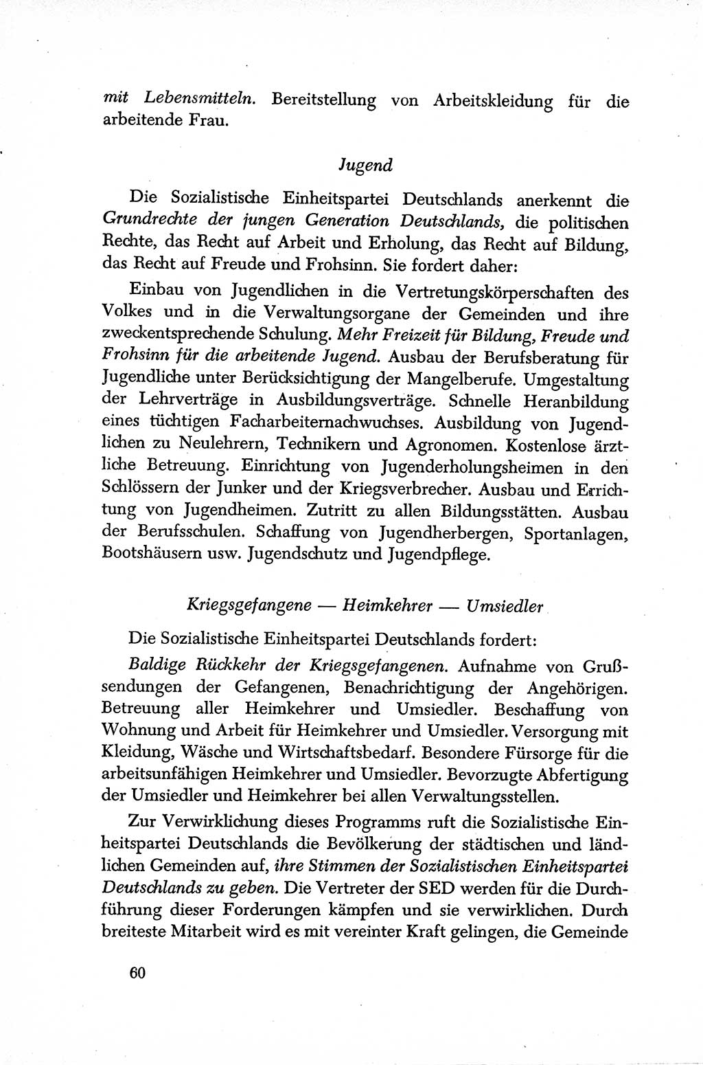 Dokumente der Sozialistischen Einheitspartei Deutschlands (SED) [Sowjetische Besatzungszone (SBZ) Deutschlands] 1946-1948, Seite 60 (Dok. SED SBZ Dtl. 1946-1948, S. 60)