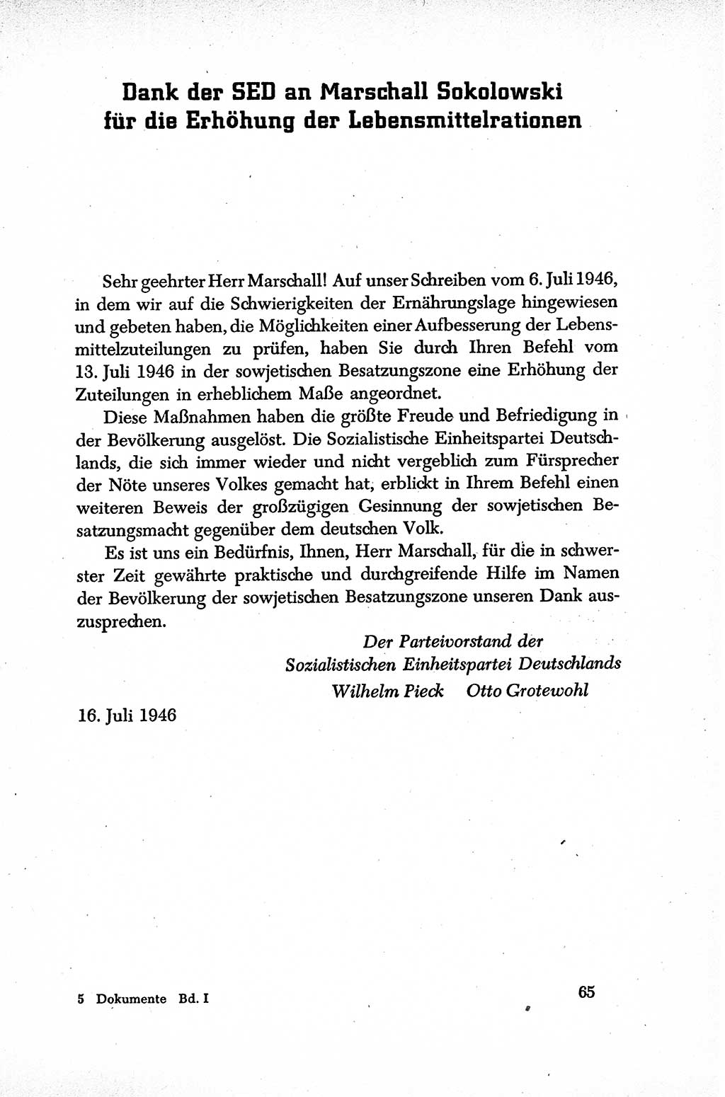 Dokumente der Sozialistischen Einheitspartei Deutschlands (SED) [Sowjetische Besatzungszone (SBZ) Deutschlands] 1946-1948, Seite 65 (Dok. SED SBZ Dtl. 1946-1948, S. 65)