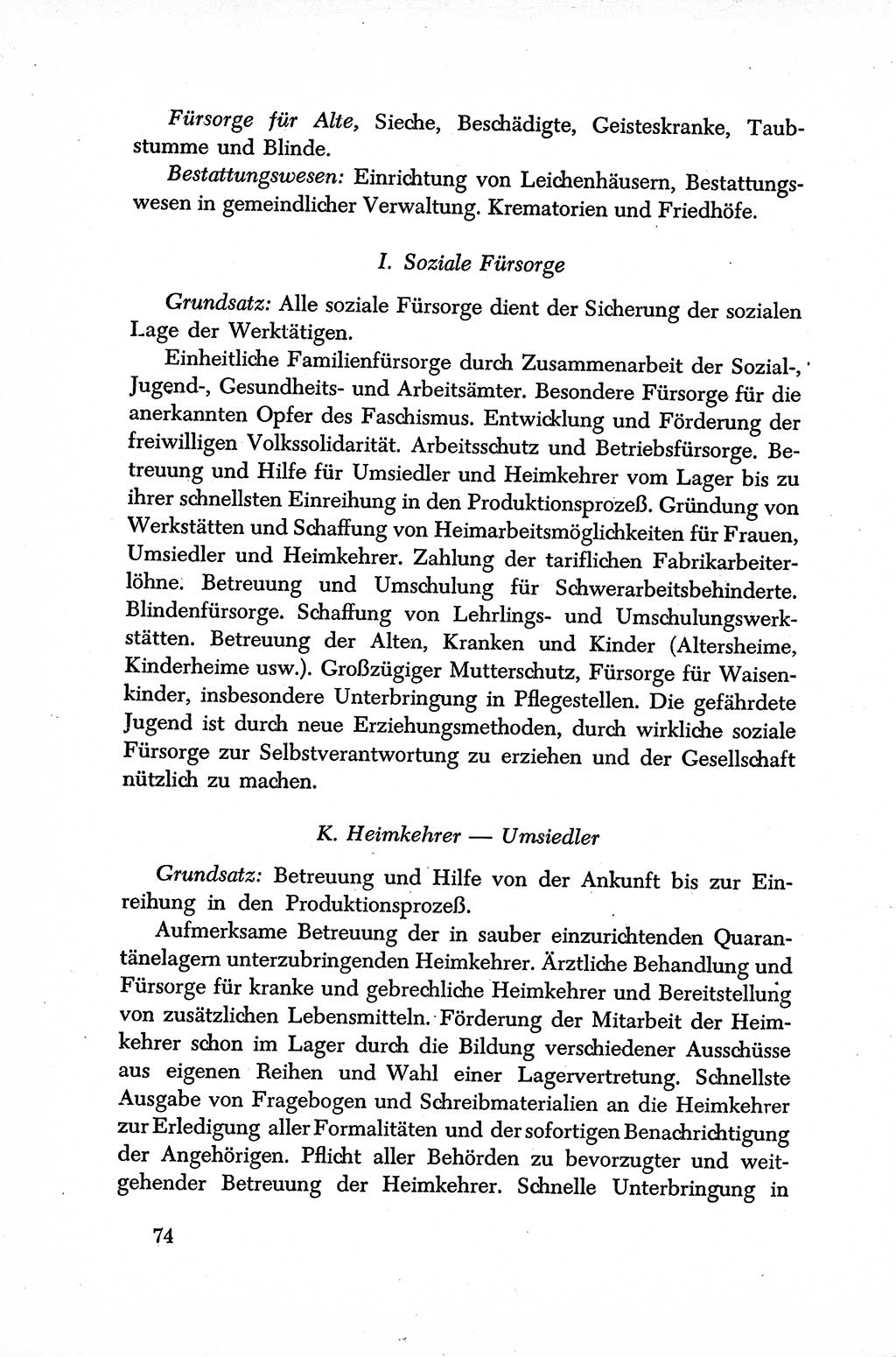 Dokumente der Sozialistischen Einheitspartei Deutschlands (SED) [Sowjetische Besatzungszone (SBZ) Deutschlands] 1946-1948, Seite 74 (Dok. SED SBZ Dtl. 1946-1948, S. 74)