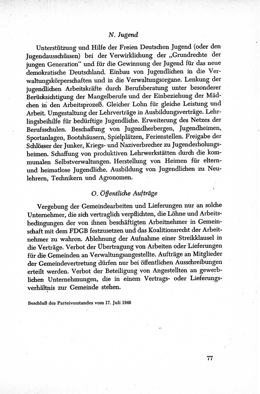 Dokumente der Sozialistischen Einheitspartei Deutschlands (SED) [Sowjetische Besatzungszone (SBZ) Deutschlands] 1946-1948, Seite 77 (Dok. SED SBZ Dtl. 1946-1948, S. 77)