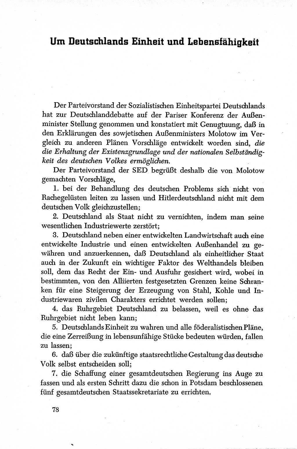 Dokumente der Sozialistischen Einheitspartei Deutschlands (SED) [Sowjetische Besatzungszone (SBZ) Deutschlands] 1946-1948, Seite 78 (Dok. SED SBZ Dtl. 1946-1948, S. 78)