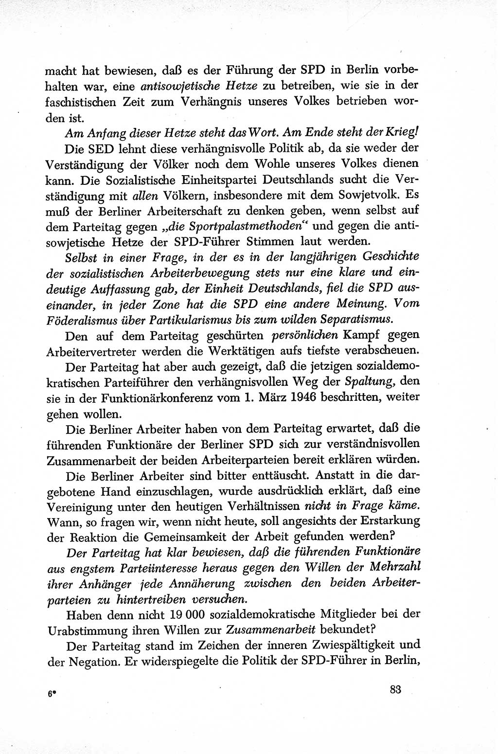 Dokumente der Sozialistischen Einheitspartei Deutschlands (SED) [Sowjetische Besatzungszone (SBZ) Deutschlands] 1946-1948, Seite 83 (Dok. SED SBZ Dtl. 1946-1948, S. 83)