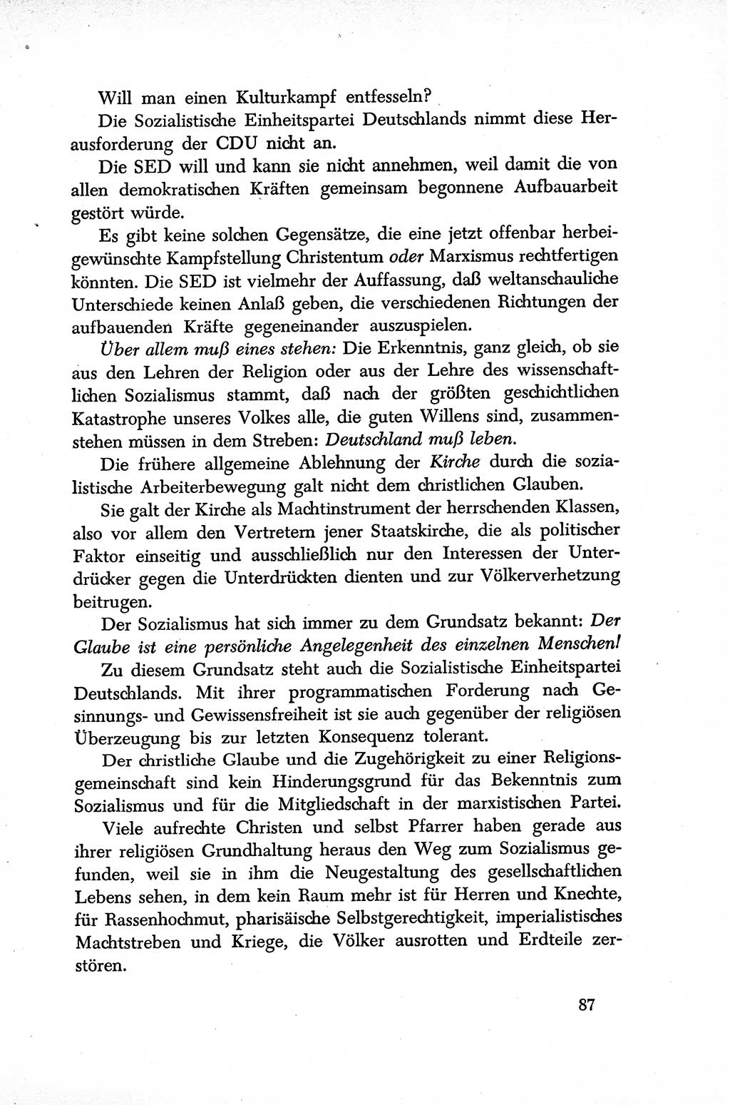 Dokumente der Sozialistischen Einheitspartei Deutschlands (SED) [Sowjetische Besatzungszone (SBZ) Deutschlands] 1946-1948, Seite 87 (Dok. SED SBZ Dtl. 1946-1948, S. 87)