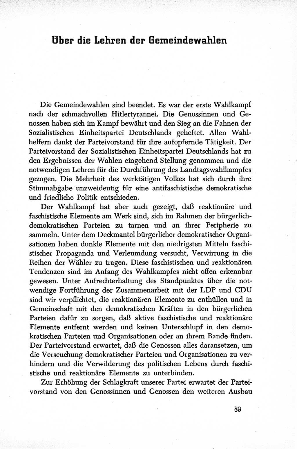 Dokumente der Sozialistischen Einheitspartei Deutschlands (SED) [Sowjetische Besatzungszone (SBZ) Deutschlands] 1946-1948, Seite 89 (Dok. SED SBZ Dtl. 1946-1948, S. 89)