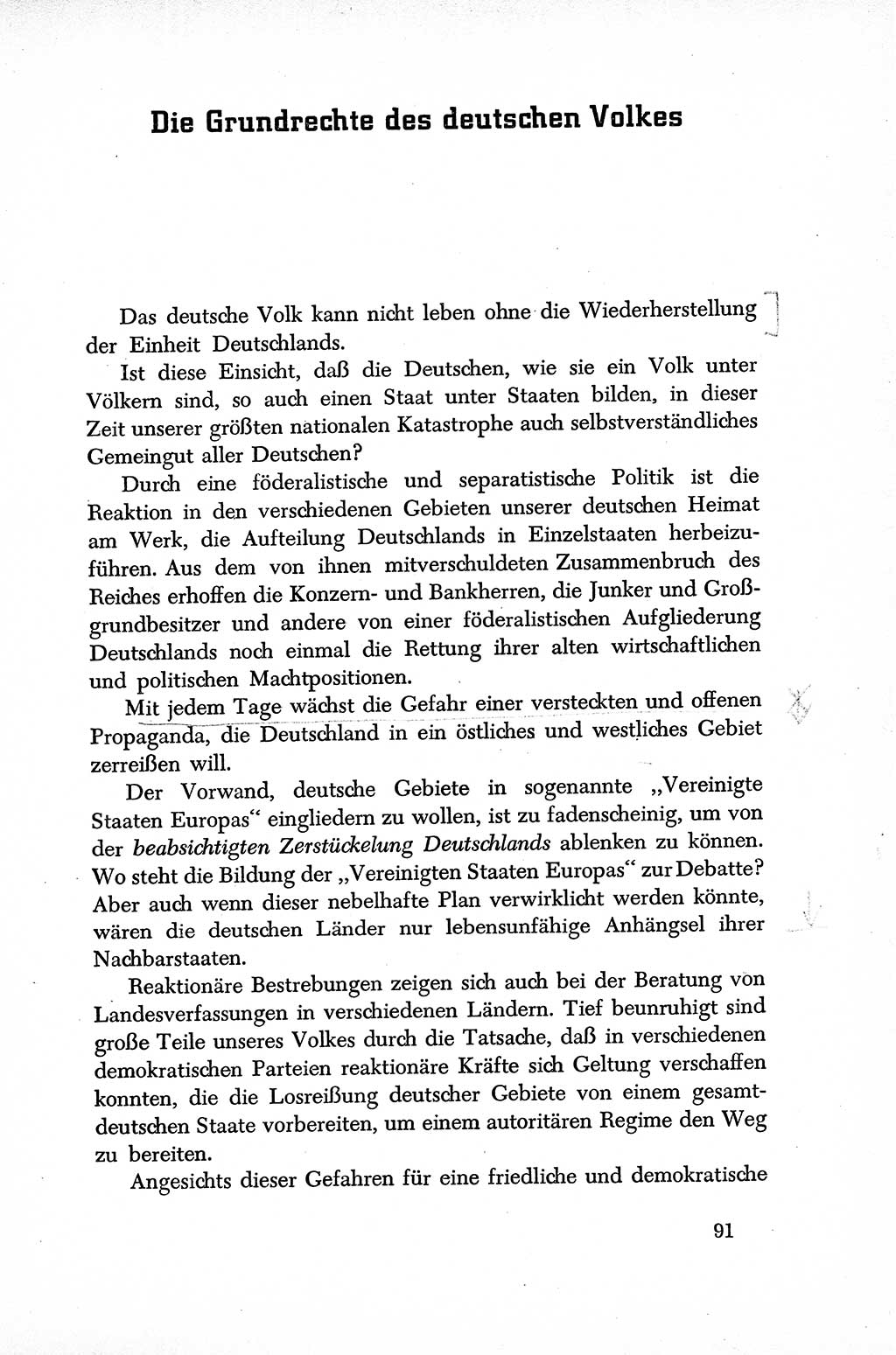 Dokumente der Sozialistischen Einheitspartei Deutschlands (SED) [Sowjetische Besatzungszone (SBZ) Deutschlands] 1946-1948, Seite 91 (Dok. SED SBZ Dtl. 1946-1948, S. 91)