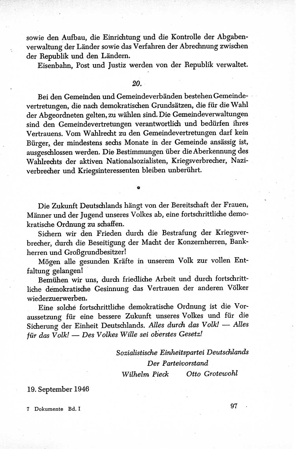Dokumente der Sozialistischen Einheitspartei Deutschlands (SED) [Sowjetische Besatzungszone (SBZ) Deutschlands] 1946-1948, Seite 97 (Dok. SED SBZ Dtl. 1946-1948, S. 97)