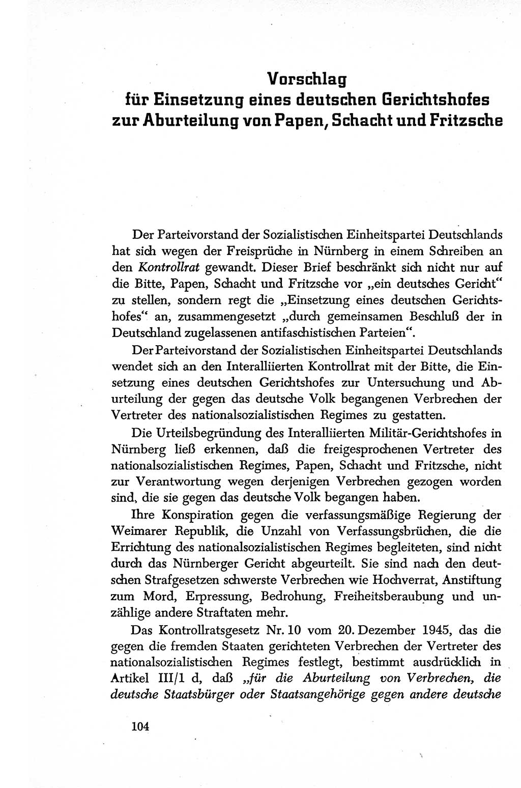 Dokumente der Sozialistischen Einheitspartei Deutschlands (SED) [Sowjetische Besatzungszone (SBZ) Deutschlands] 1946-1948, Seite 104 (Dok. SED SBZ Dtl. 1946-1948, S. 104)