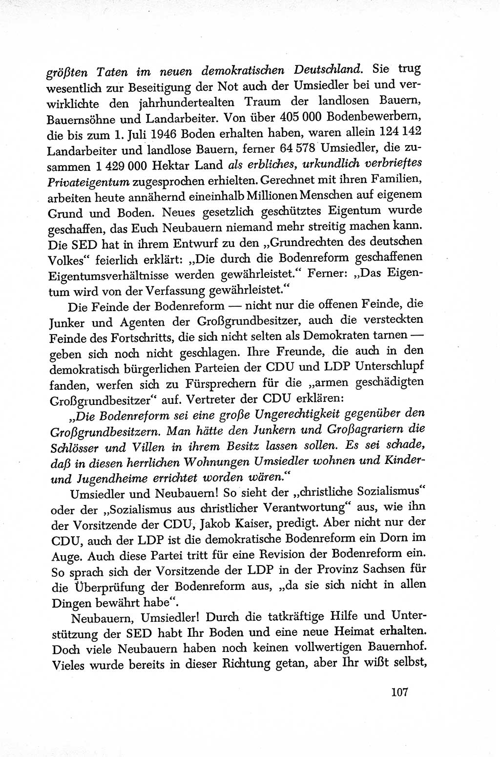 Dokumente der Sozialistischen Einheitspartei Deutschlands (SED) [Sowjetische Besatzungszone (SBZ) Deutschlands] 1946-1948, Seite 107 (Dok. SED SBZ Dtl. 1946-1948, S. 107)