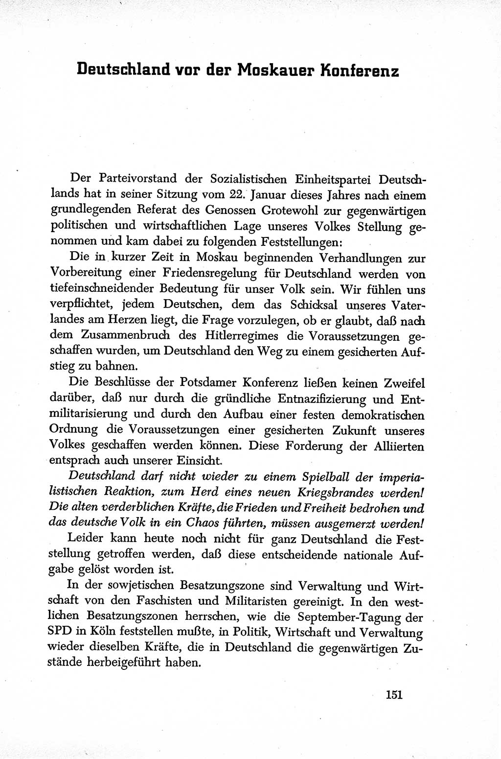 Dokumente der Sozialistischen Einheitspartei Deutschlands (SED) [Sowjetische Besatzungszone (SBZ) Deutschlands] 1946-1948, Seite 151 (Dok. SED SBZ Dtl. 1946-1948, S. 151)