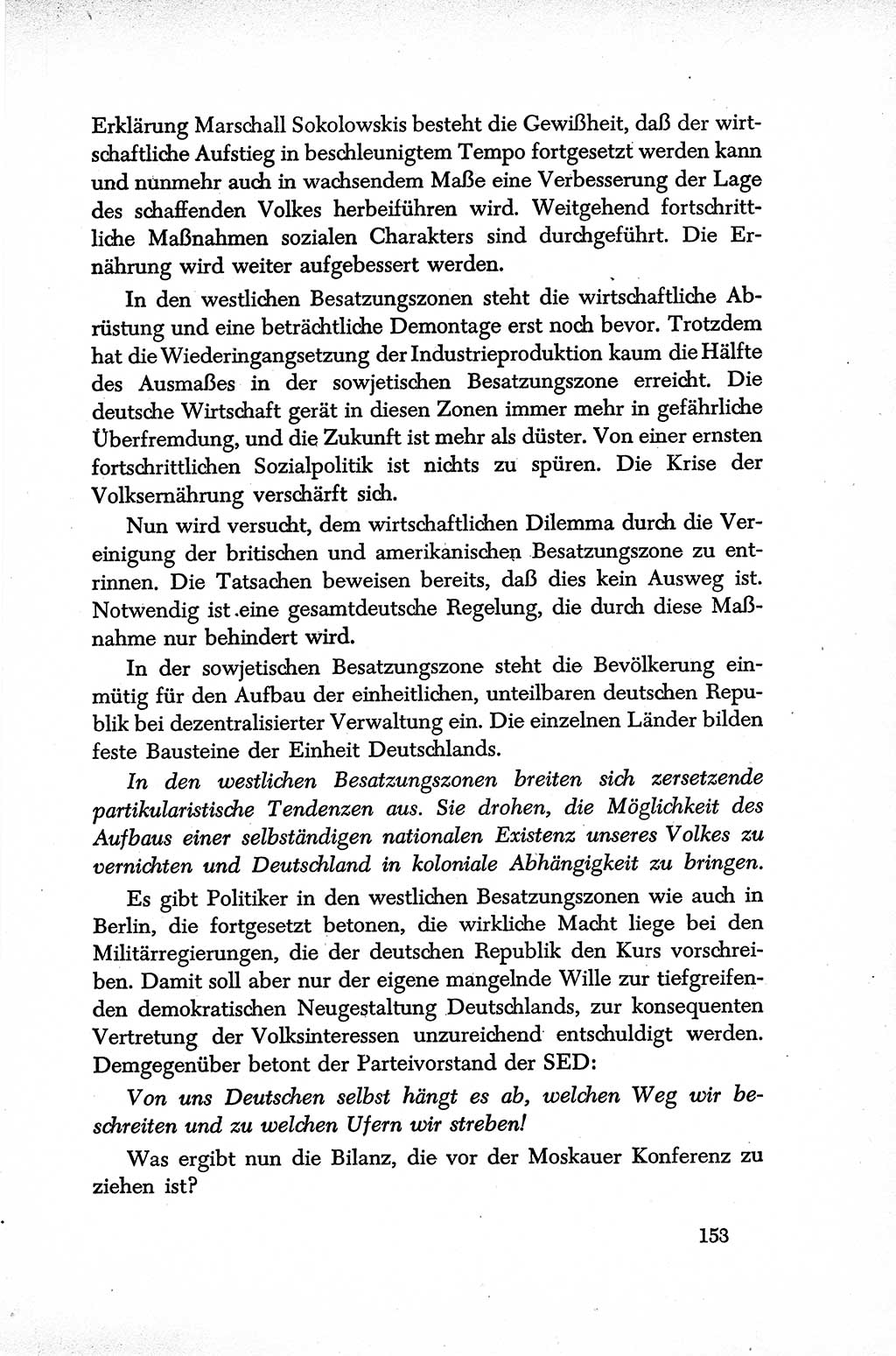 Dokumente der Sozialistischen Einheitspartei Deutschlands (SED) [Sowjetische Besatzungszone (SBZ) Deutschlands] 1946-1948, Seite 153 (Dok. SED SBZ Dtl. 1946-1948, S. 153)