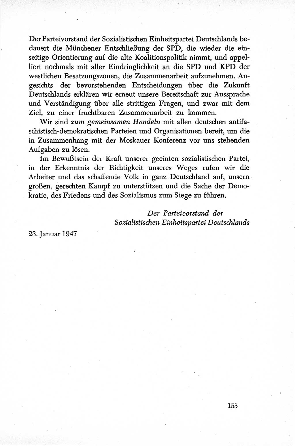 Dokumente der Sozialistischen Einheitspartei Deutschlands (SED) [Sowjetische Besatzungszone (SBZ) Deutschlands] 1946-1948, Seite 155 (Dok. SED SBZ Dtl. 1946-1948, S. 155)