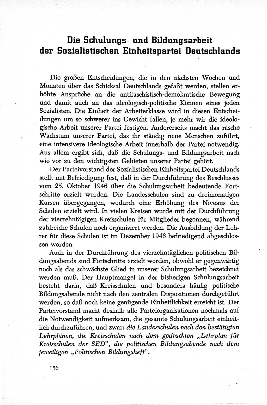 Dokumente der Sozialistischen Einheitspartei Deutschlands (SED) [Sowjetische Besatzungszone (SBZ) Deutschlands] 1946-1948, Seite 156 (Dok. SED SBZ Dtl. 1946-1948, S. 156)