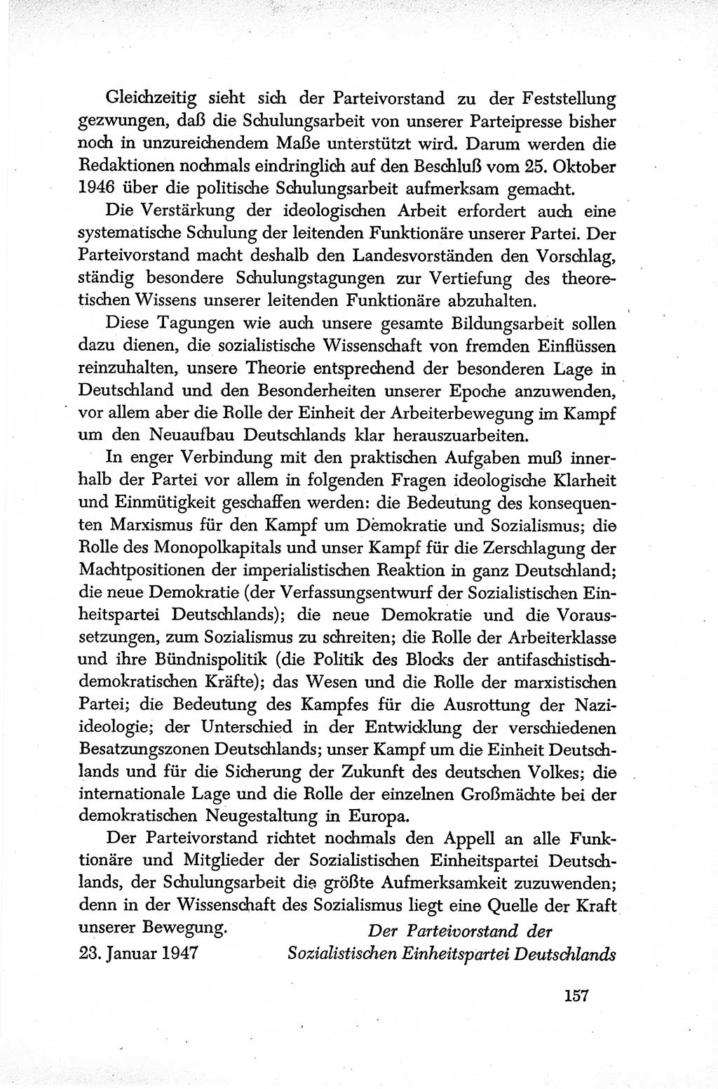 Dokumente der Sozialistischen Einheitspartei Deutschlands (SED) [Sowjetische Besatzungszone (SBZ) Deutschlands] 1946-1948, Seite 157 (Dok. SED SBZ Dtl. 1946-1948, S. 157)