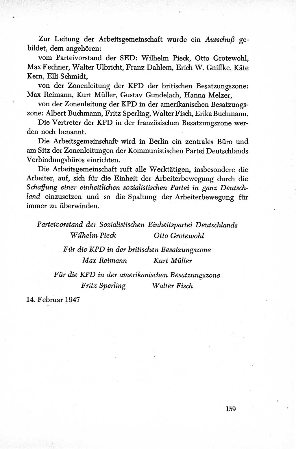 Dokumente der Sozialistischen Einheitspartei Deutschlands (SED) [Sowjetische Besatzungszone (SBZ) Deutschlands] 1946-1948, Seite 159 (Dok. SED SBZ Dtl. 1946-1948, S. 159)